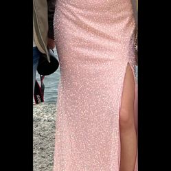 Blush Pink Sequin Prom Dress