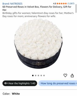 NATROSES 60 Preserved Roses in Velvet Box. REAL, PRESERVED ROSES. Great gift for your girl.