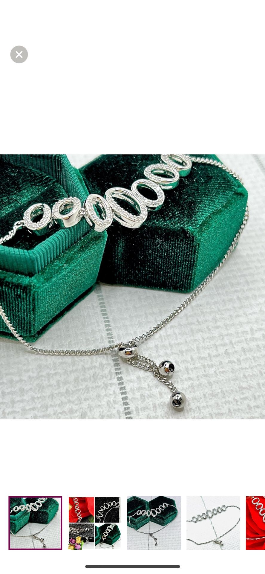 NEW Elegant 18K White Gold Plated Adjustable Crystal Bracelet with Oval Accents