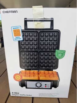 Chefman 4-Slice Belgian Waffle Maker with adjustable temperature control.