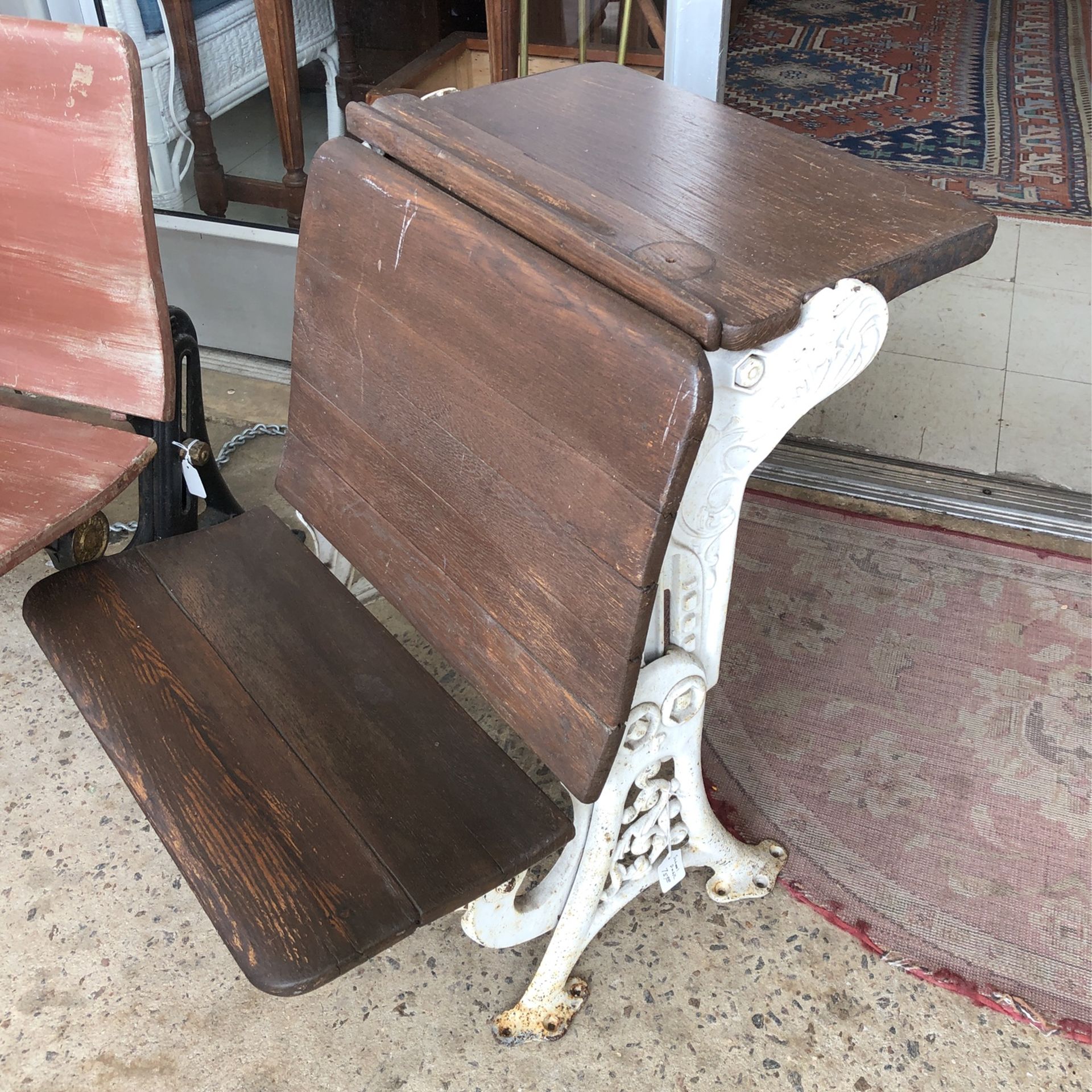 Oak And Metal School Desk