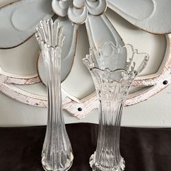 Two Clear Swung Vases