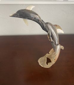 Vintage Hand Carved Dolphin Sculpture 