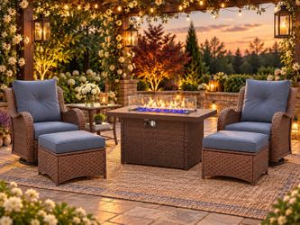 Outdoor Wicker Patio Set with Fire Pit Table