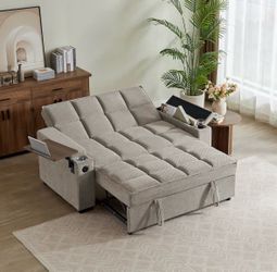 65'' Chaise Lounge Chair Indoor, 3-in-1 Convertible Sofa Bed