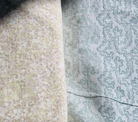 Fa-39 Vintage Cotton Fabric: Tan And Green Shades