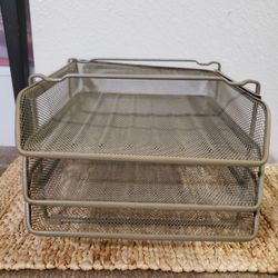Three-Tray Metal Office Desk Folder Holder