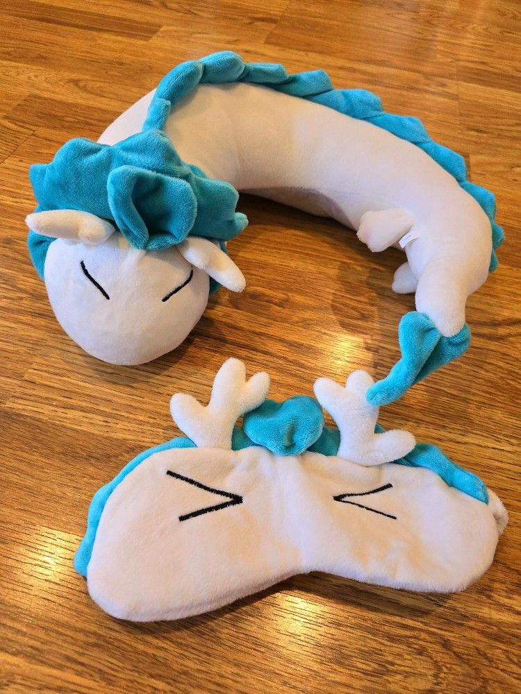 Spirited Away Dragon Haku Neck Pillow and Sleep Mask