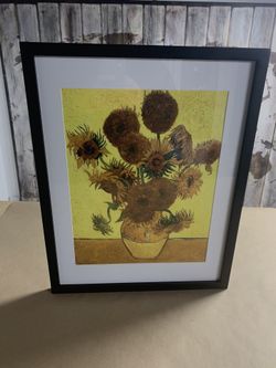 Vincent Van Gogh framed sunflowers vase 14x18 frame