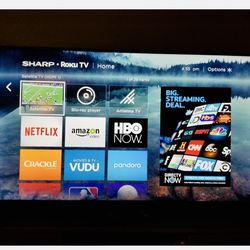 Make an offer! Tv 4k Sharp 65 Inches TV LCD Roku With Stand And Wall Mount
