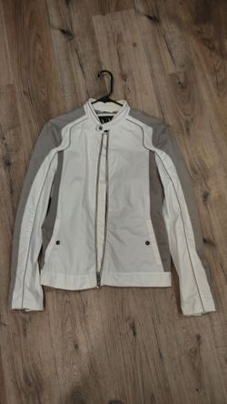 Armani Exchange A|X Men's White & Gray Colorblock Moto Jacket - Size M