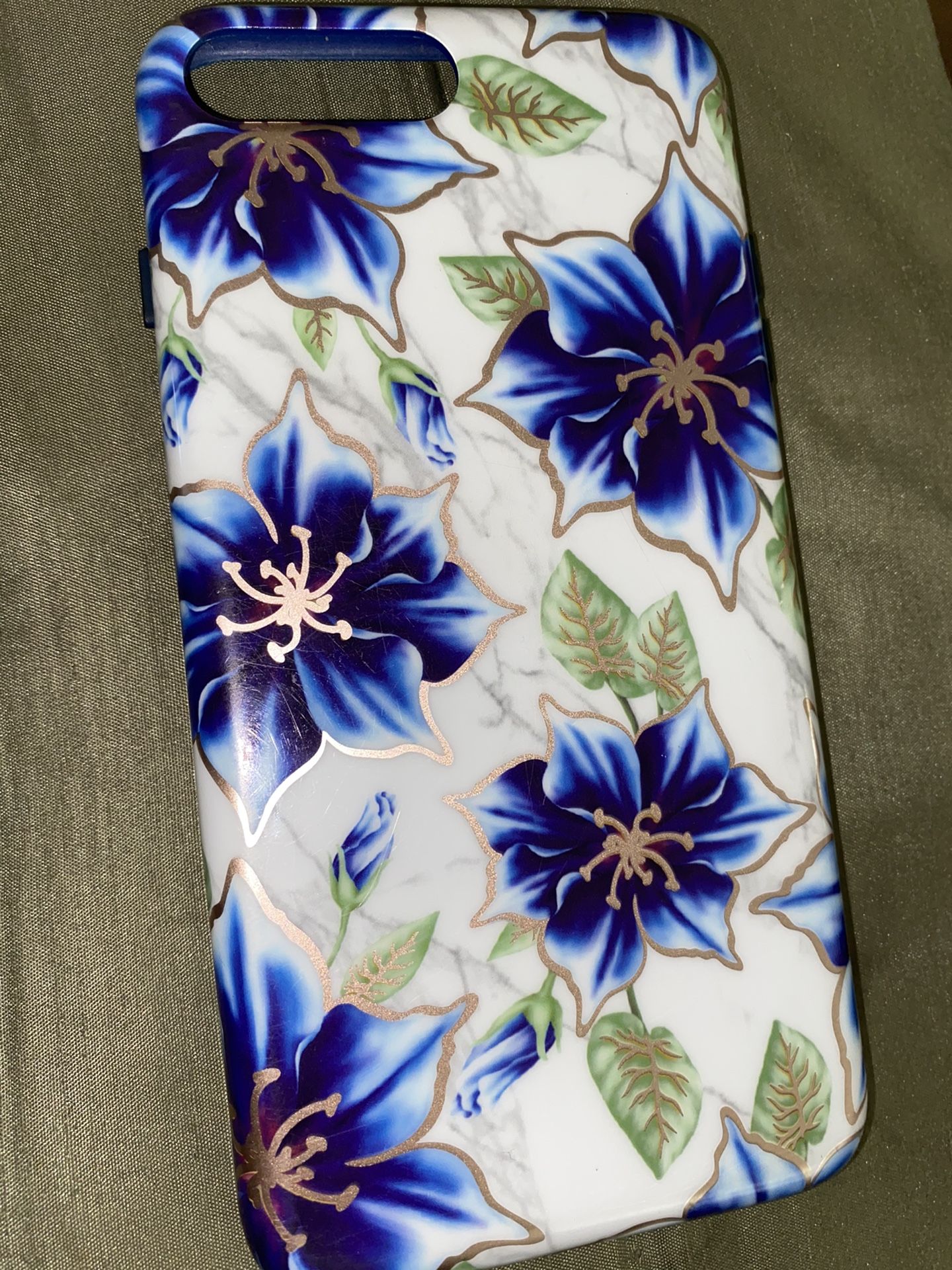 Velvet Caviar Case Blue Flowers on Marble