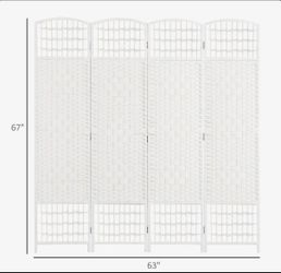 4 Panel Rattan Divider