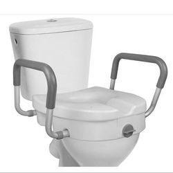 Portable toilet seat riser. Raise seat up ~5". Padded, expandable arms


