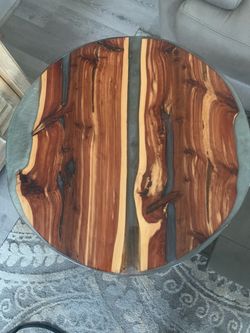 Epoxy river end accent table