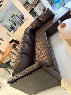 L brown leather sofa