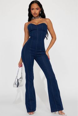 Fashion nova denim jumpsuit - indigo