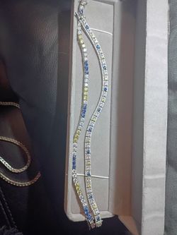 Moissanite colored bracelets earrings and rings