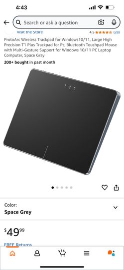 ProtoArc Wireless Trackpad for Windows10/11, Large High Precision T1 Plus Trackpad for Pc, Bluetooth Touchpad Mouse with Multi-Gesture Support for Win