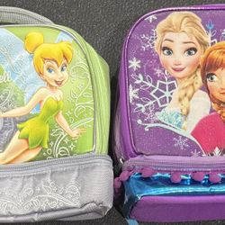 Set of 2 Girls Disney (Tinkerbell And Frozen) Lunchboxes 