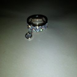 Gold Plated Cubic Zirconia Band With Charm Ring Sz 7