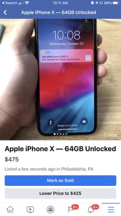 Apple iPhone X 64GB Unlocked