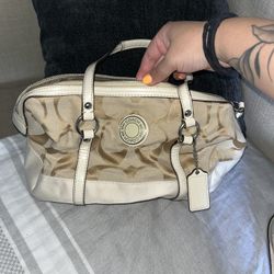Coach Signature Tan Barrel Bag
