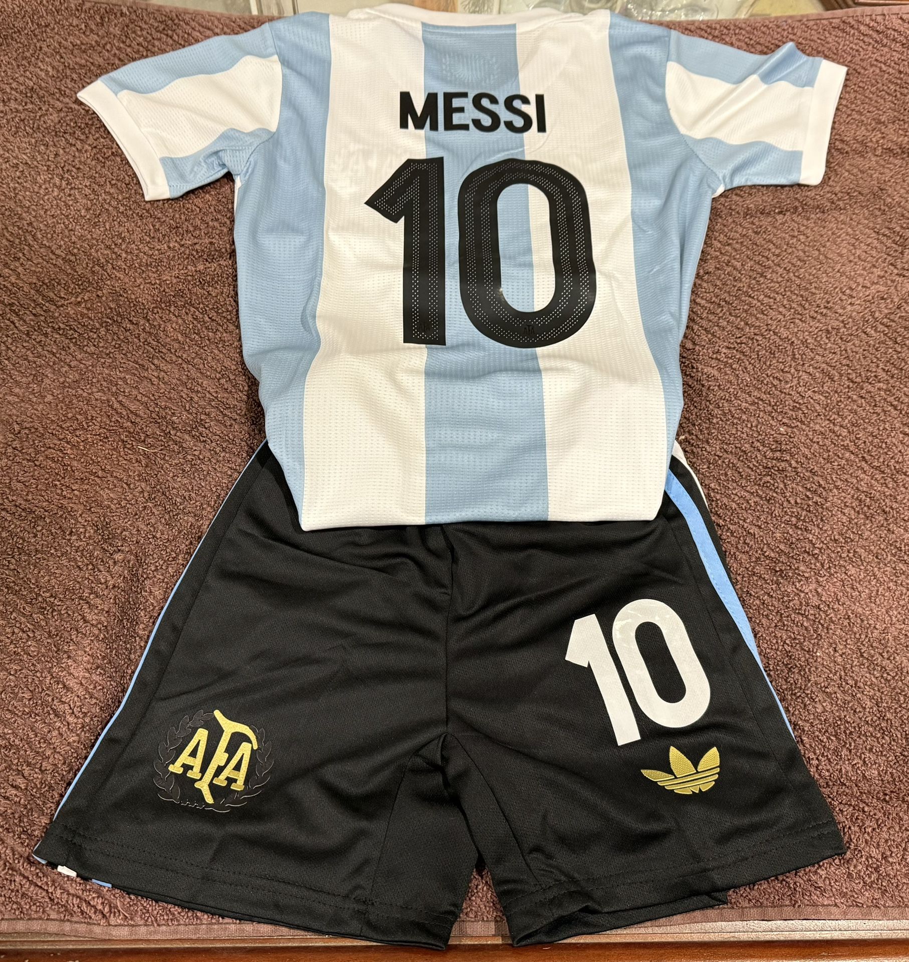 2025 Adidas retro Argentina Messi Kids Youth Soccer Jersey and Shorts Kit