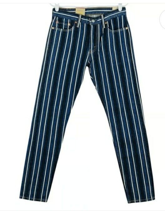 Levi's Men's 512 Slim Taperd Fit Multi Blue & White Striped Jeans - 34×30