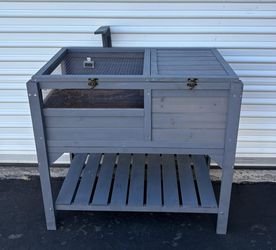 19”x32”x30”Tortoise Habitat with Shelf Storage Tortoise Gift Accessory with Weather Protection for Indoor, Gray