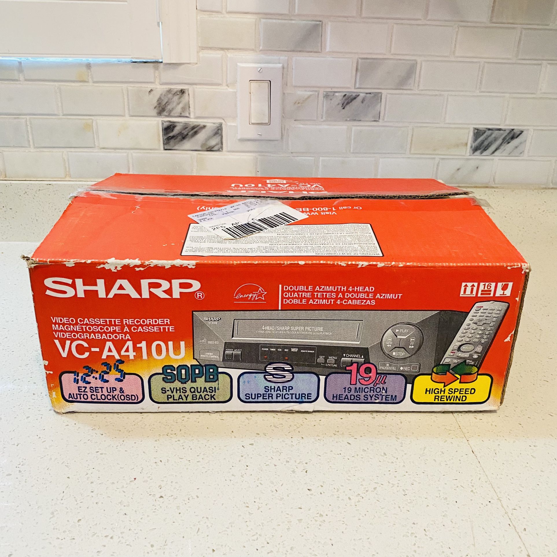 Sharp VC-A410U VCR With Remote VHS Player Video Recorder 4 Head Hi Fi in Original Box