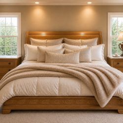King Bedroom Set – Solid Wood + Marble Tops – 5pc – Priced to Sell