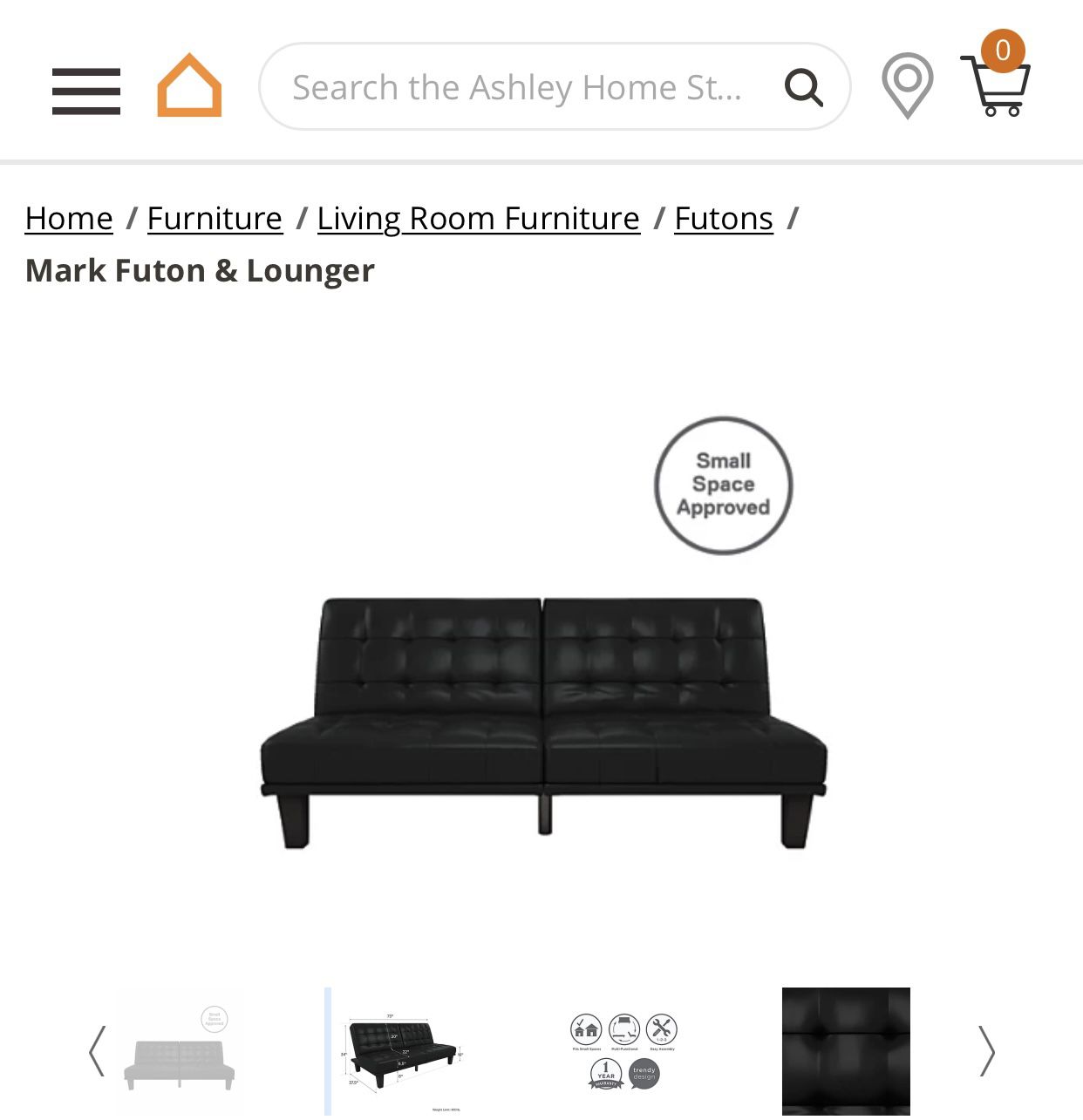Brand new Still In Box Black Feaux Leather Mark Futon & Lounger  from Ashleys Furniture 