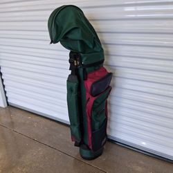 Complete Pro Kennex Contender Golf Club Set with Gold Eagle Stand Bag – Green/Burgundy with Golf Balls