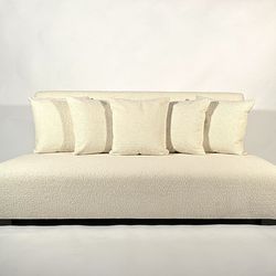 Armless Newly Reupholstered Boucle Sofa