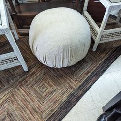 Off White Pouf Ottoman 