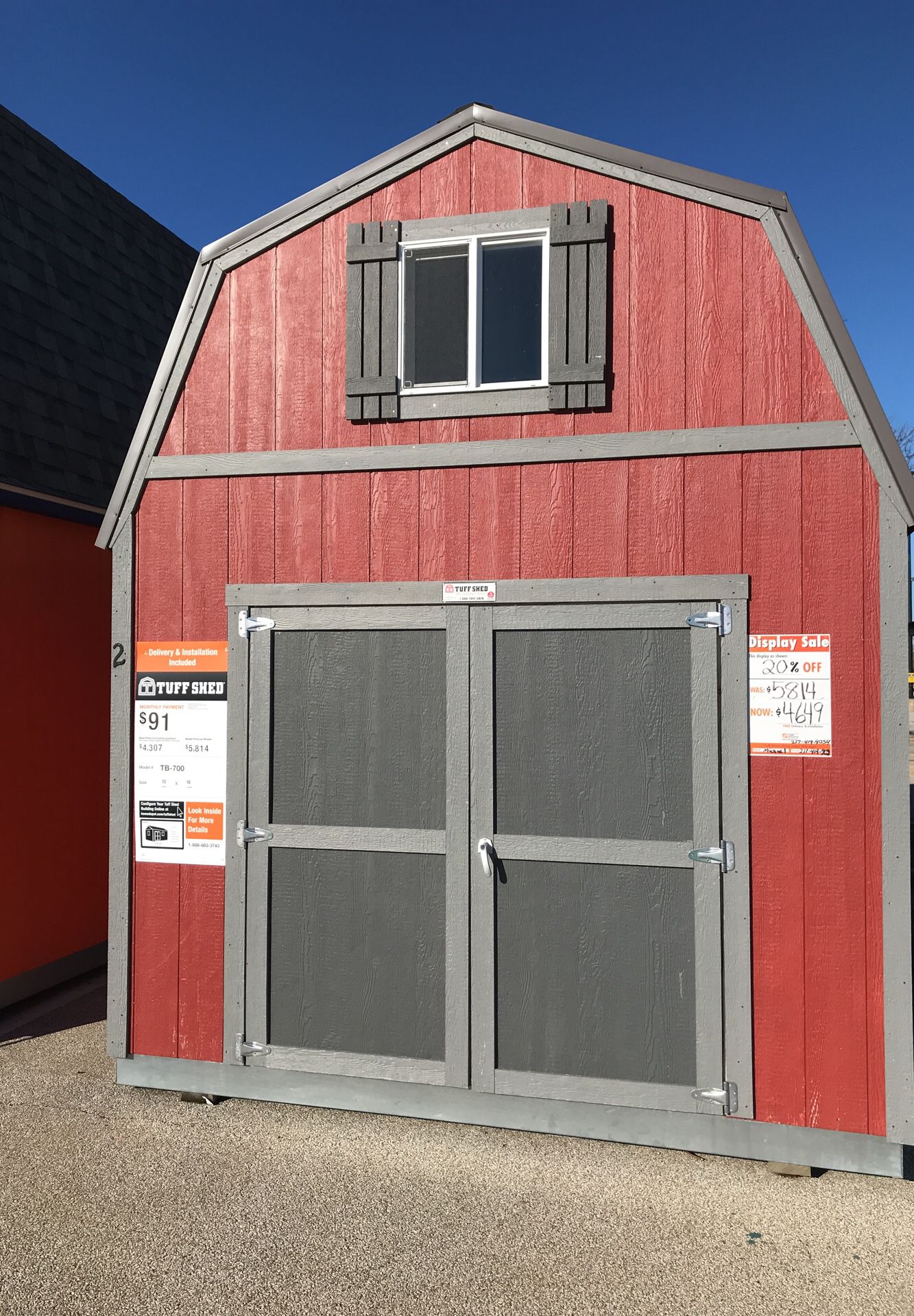 10x16 Tuff shed barn was $5814 now $4649