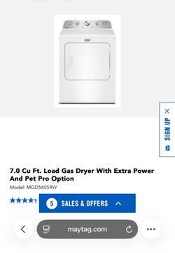 7.0 Cu Ft. Load Gas Dryer With Extra Power And Pet Pro Option
