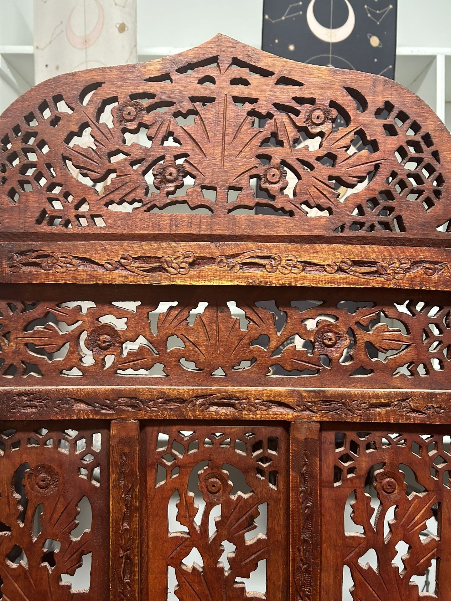 Hand carved wooden divider
