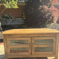 44" Transitional Modern Farmhouse Wood Corner TV Stand