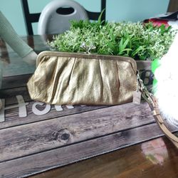 Vintage Rare Metallic Kiss Closure Coach Clutch