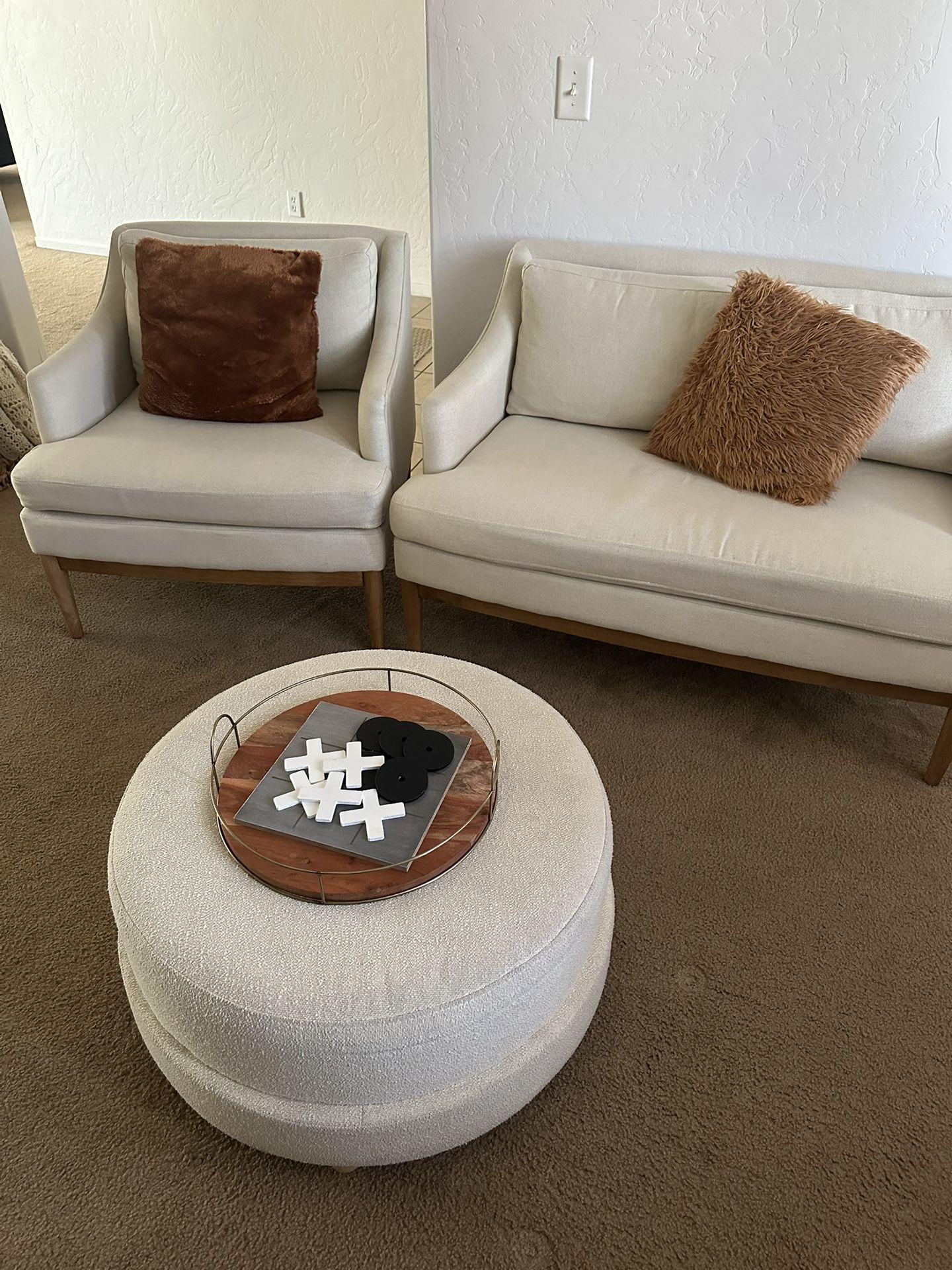 Used great condition Howell Upholstered Loveseat and chair with Wood Base Cream - Threshold™ designed with Studio McGee