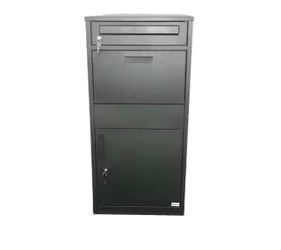 Everest Black Freestanding Floor Mounted Locking Parcel with Separate Incoming Mail Slot Assembly Required  Brand new in box - Assembly is required  c