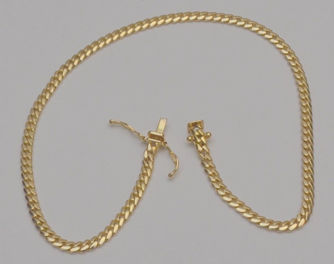 14K Yellow Gold Solid Cuban Link Anklet 10.75" 9.3g 3.1mm Box Clasp