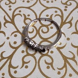 Vintage 10k 10 Karat White Gold 1/4ct White And Red Diamond Ring Never Worn