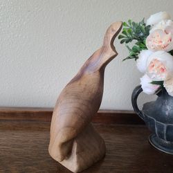 Vintage MCM Wood Quail Sculpture