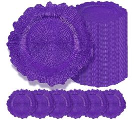 50 Pcs Purple Charger Plates Bulk 13 Inch Plastic Charger Plates