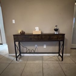 Beyond Finish Long Behind Couch or Entry Way Console Table with USB, Outlet & Lift Top Storage.