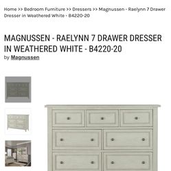 Magnussen Home Raelynn 7 Drawer Dresser And 2 Drawer Nightstand in Weathered White