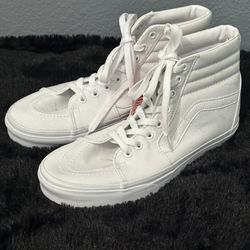 Size 9 men 10.5 womens sk8-hi vans white
